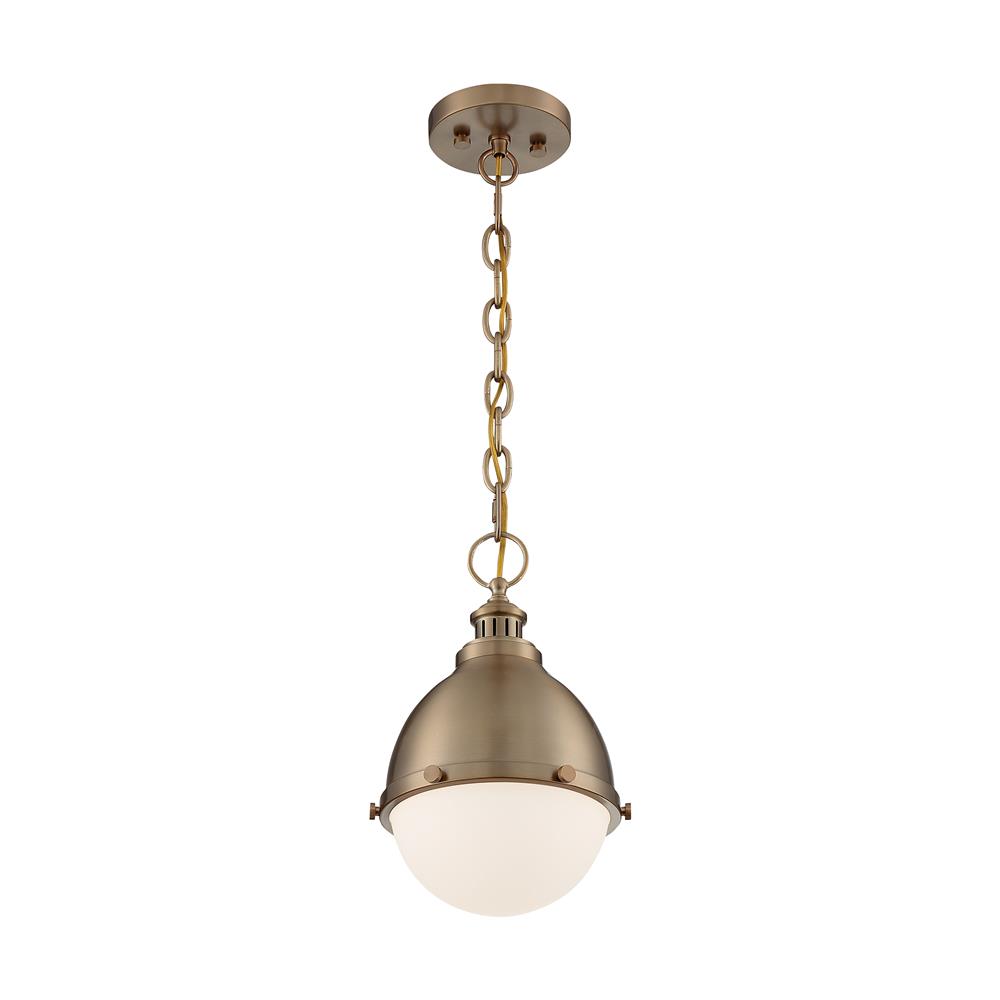 Nuvo Lighting 60-7029 Ronan - 1 Light Pendant with Opal Glass - Burnished Brass Finish