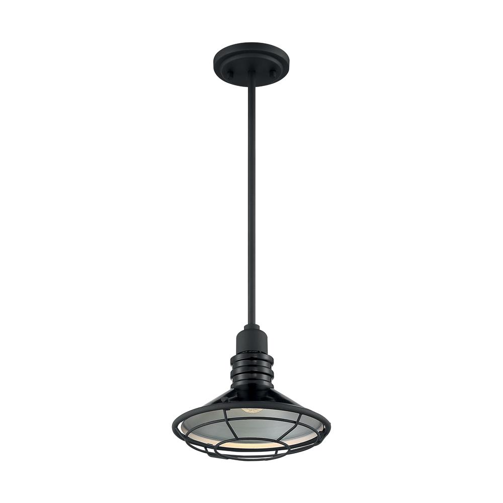 Nuvo Lighting 60-7033 Blue Harbor - 1 Light Pendant with- Black and Silver & Black Accents Finish