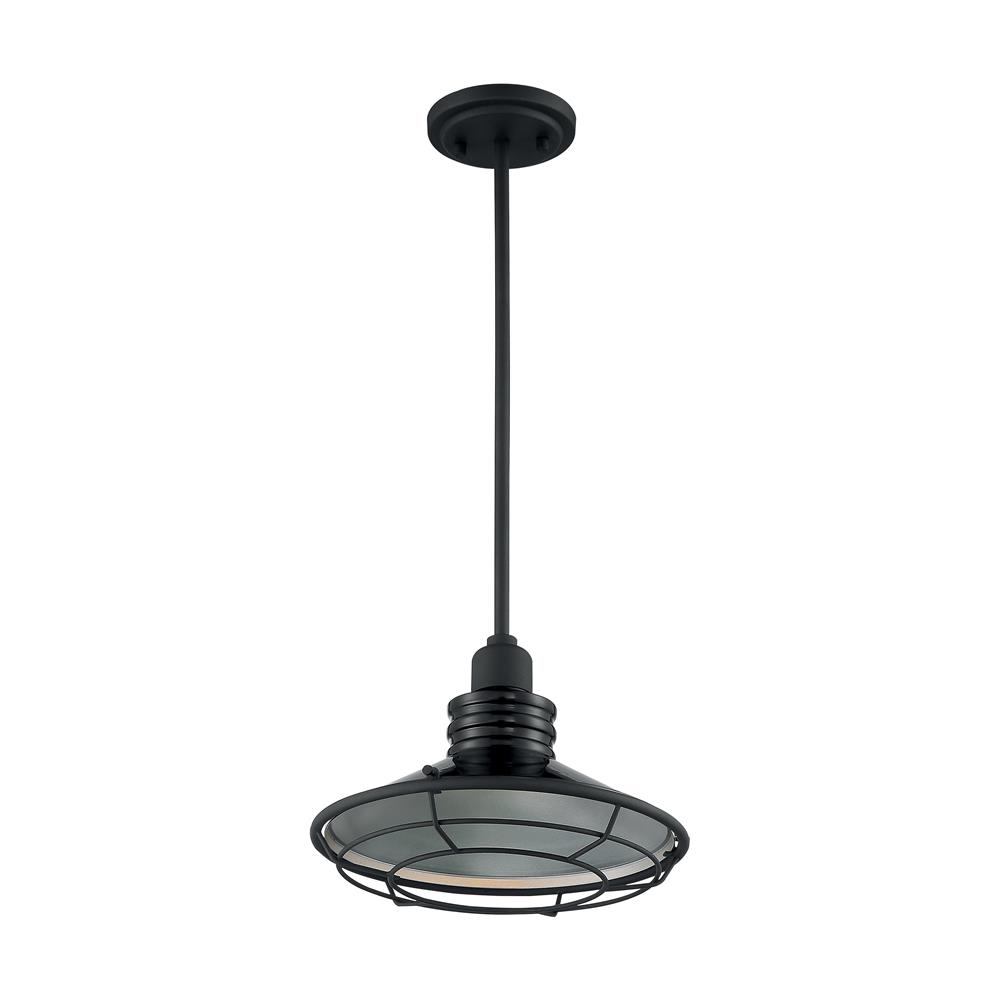 Nuvo Lighting 60-7034 Blue Harbor 1 Light Pendant in Black and Silver & Black Accents