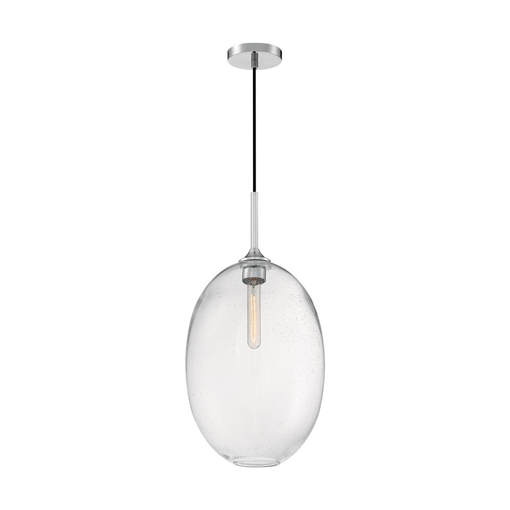 Nuvo Lighting 60-7038 Aria 1 Light Pendant with Seeded Glass in Polished Nickel