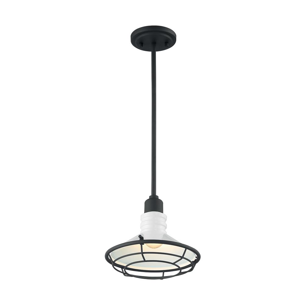 Nuvo Lighting 60-7053 Blue Harbor 1 Light Pendant in Gloss White and Black Accents