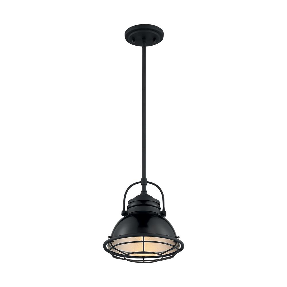 Nuvo Lighting 60-7063 Upton - 1 Light Pendant with- Black and Silver & Black Accents Finish