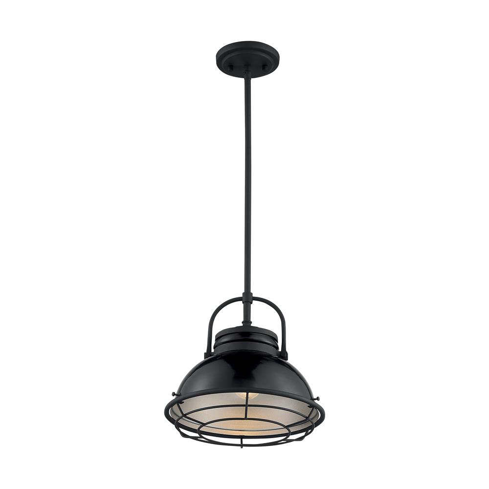Nuvo Lighting 60-7064 Upton - 1 Light Pendant with- Black and Silver & Black Accents Finish