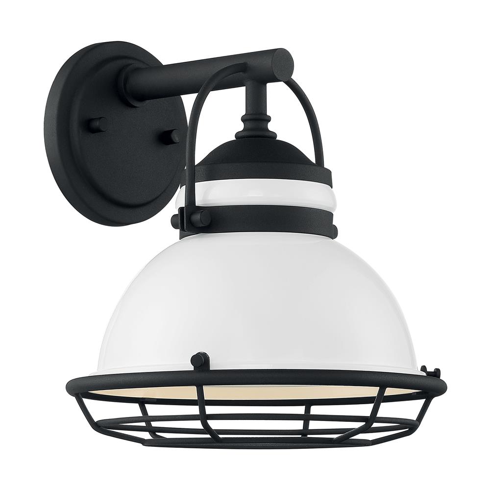 Nuvo Lighting 60-7081 Upton - 1 Light Sconce with- Gloss White and Textured Black Finish