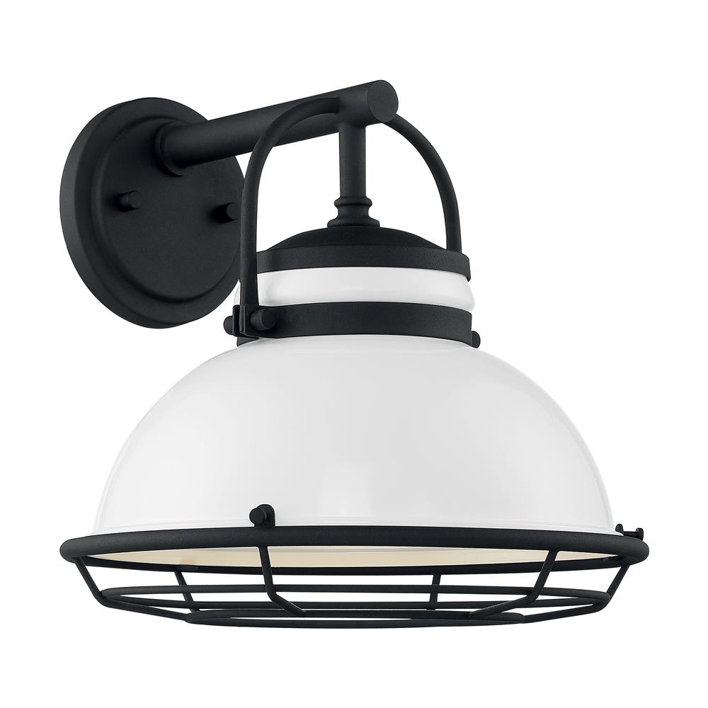 Nuvo Lighting 60-7082 Upton - 1 Light Sconce with- Gloss White and Textured Black Finish