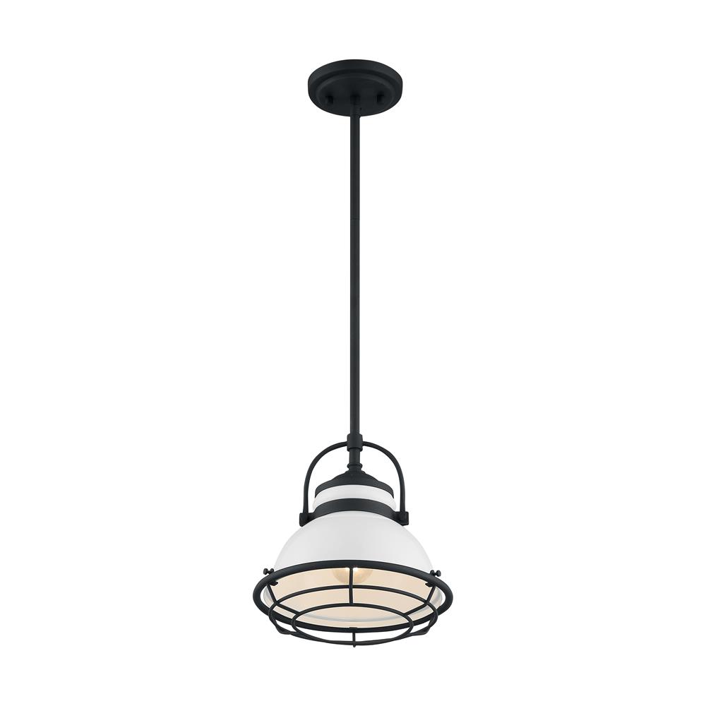 Nuvo Lighting 60-7083 Upton - 1 Light Pendant with- Gloss White and Black Accents Finish