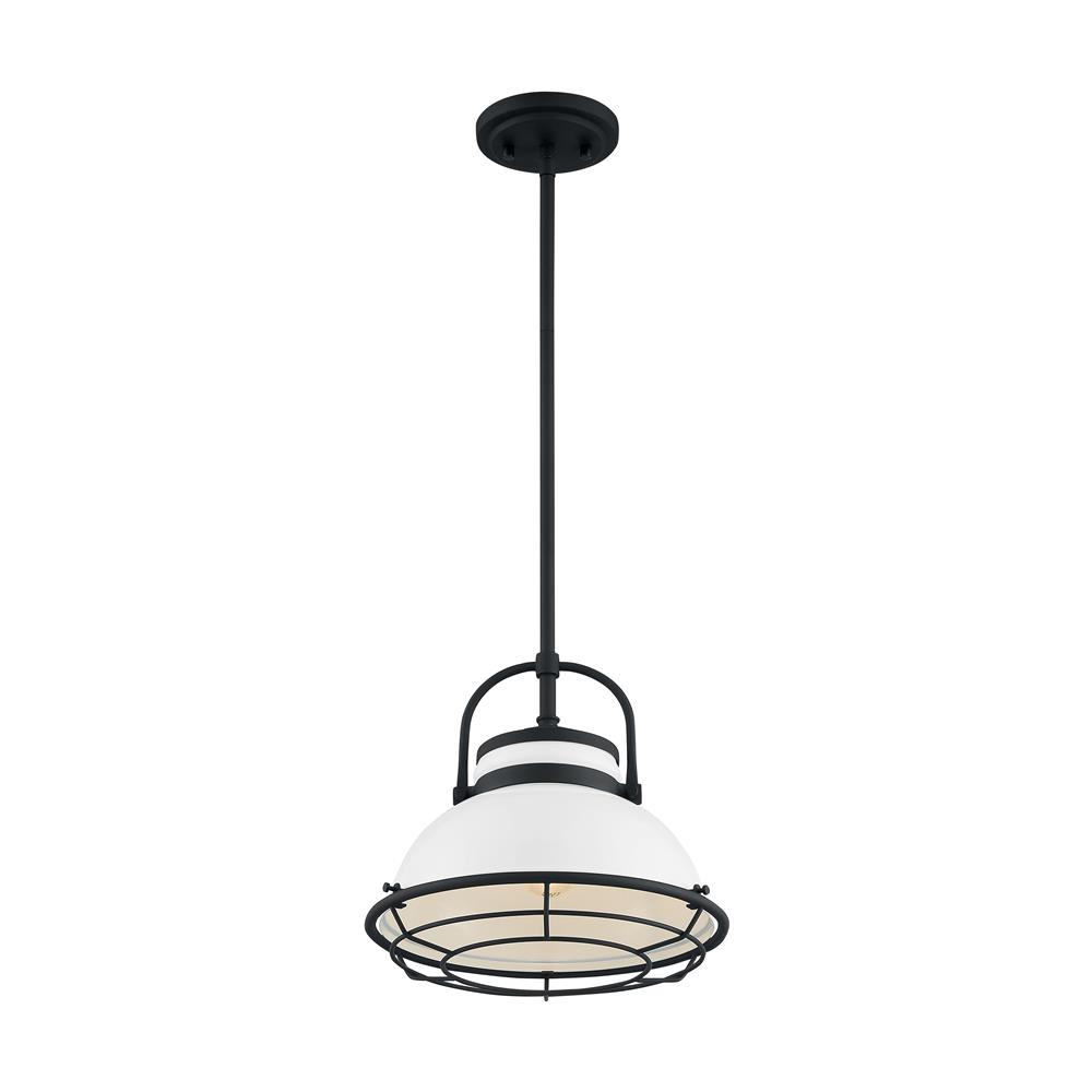 Nuvo Lighting 60-7084 Upton - 1 Light Pendant with- Gloss White and Black Accents Finish