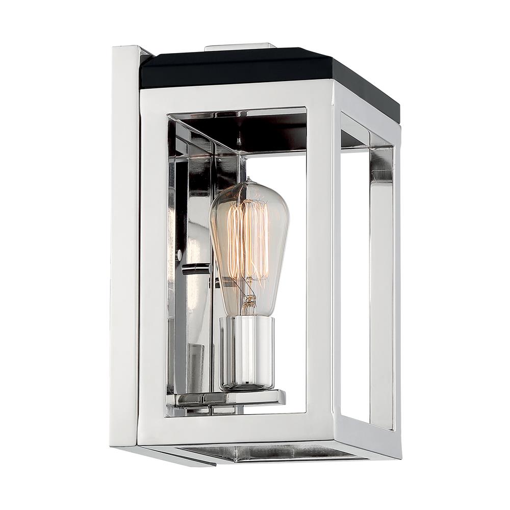 Nuvo Lighting 60-7091 Cakewalk 1 Light Sconce in Polished Nickel and Black Accents