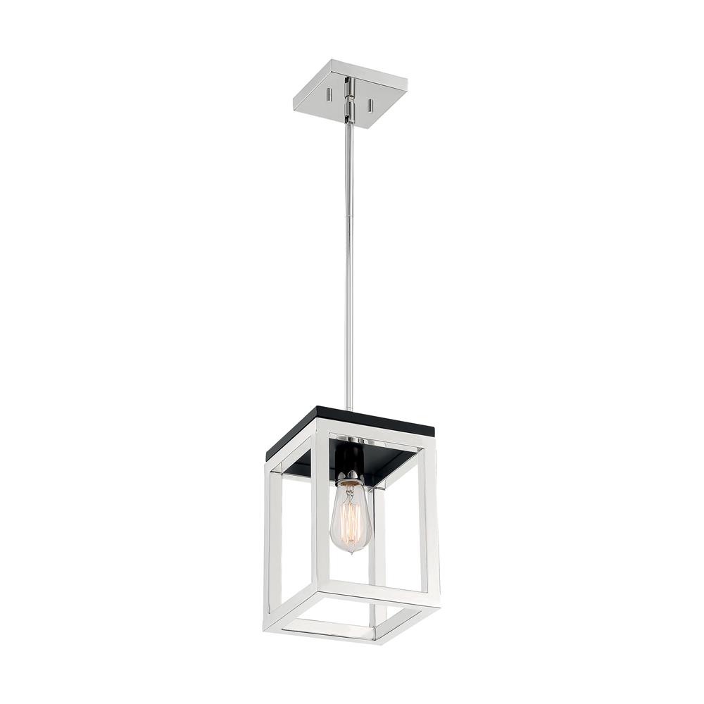 Nuvo Lighting 60-7093 Cakewalk 1 Light Pendant in Polished Nickel and Black Accents
