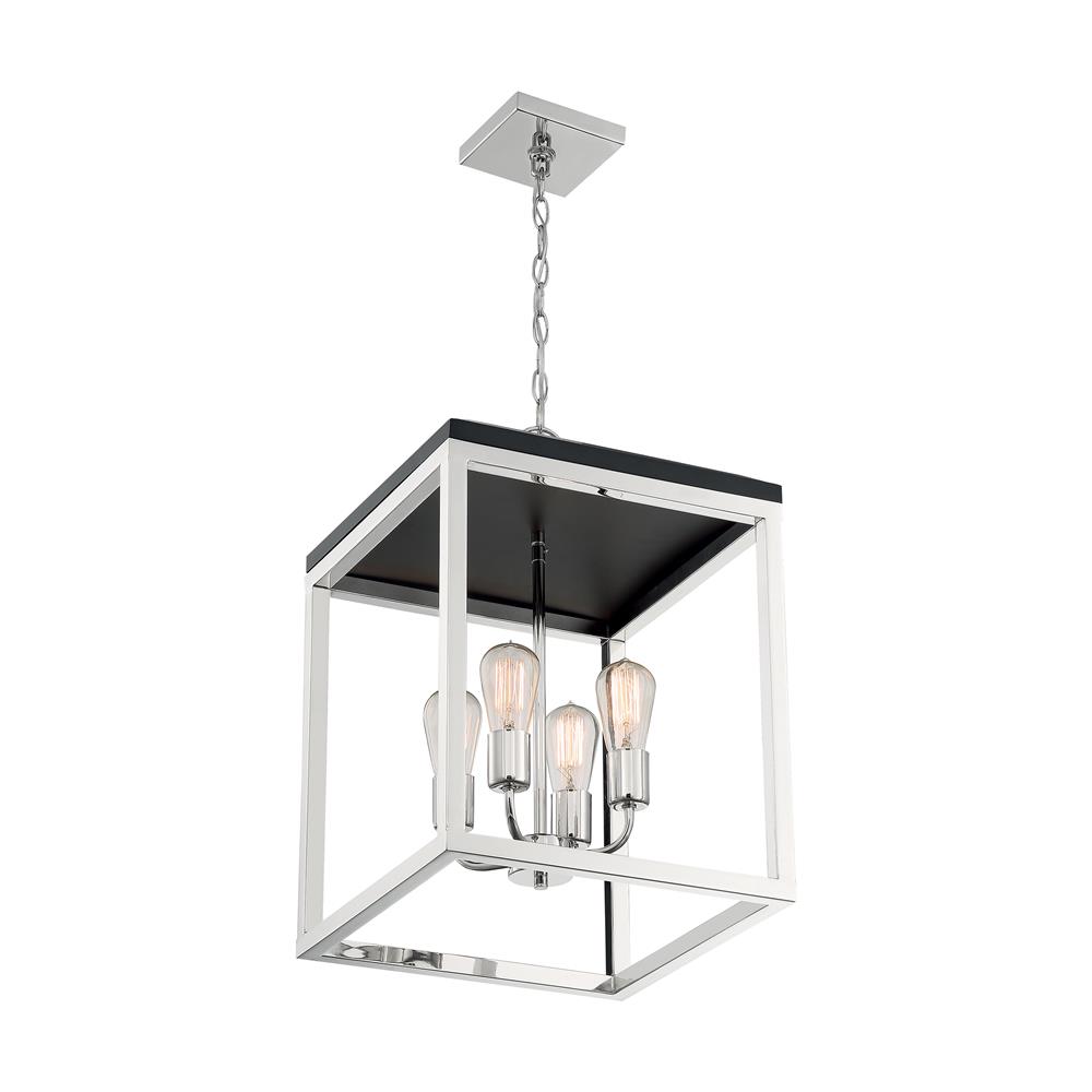 Nuvo Lighting 60-7094 Cakewalk - 4 Light Pendant with- Polished Nickel and Black Accents Finish