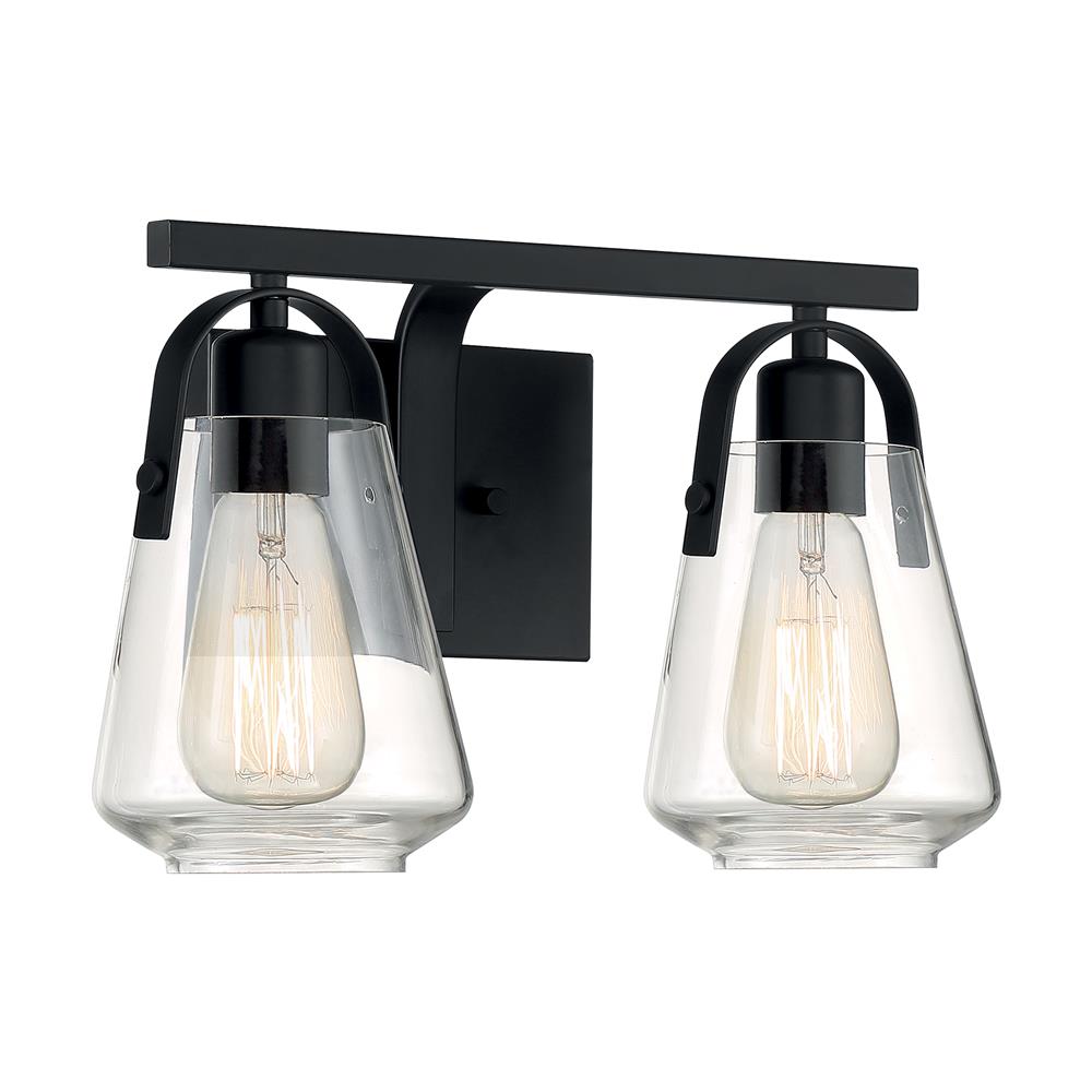 Nuvo Lighting 60-7102 Skybridge 2 Light Vanity with Clear Glass in Matte Black
