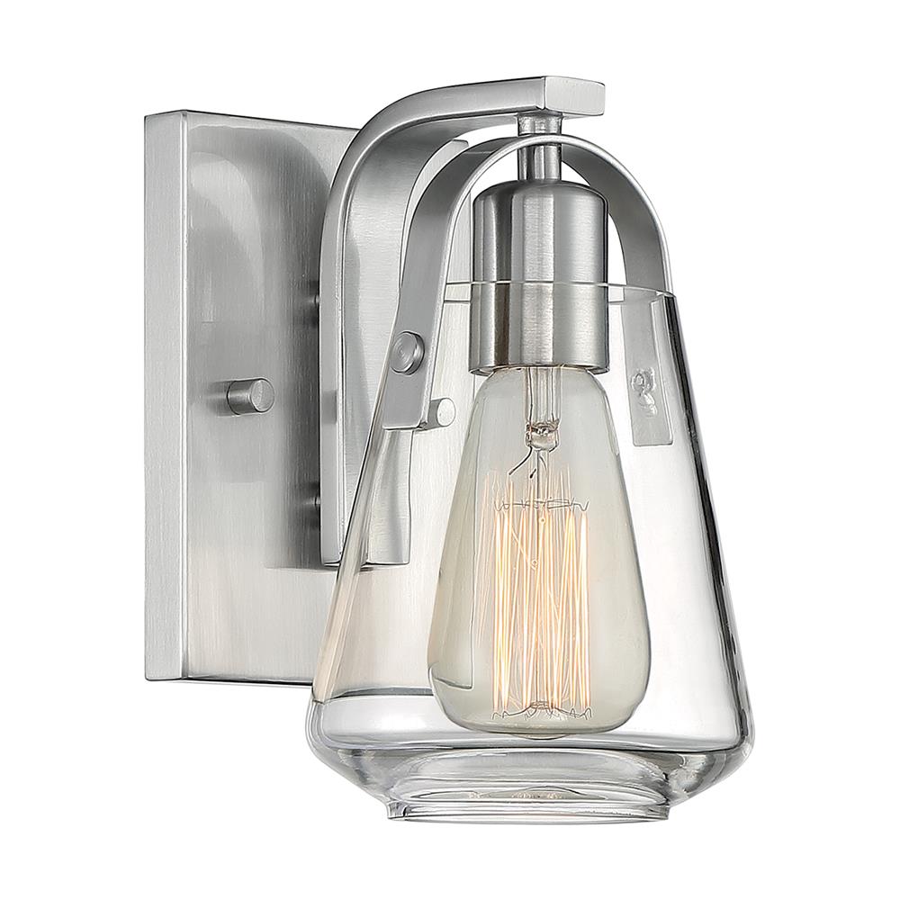 Nuvo Lighting 60-7111 Skybridge - 1 Light Vanity with Clear Glass - Brushed Nickel Finish