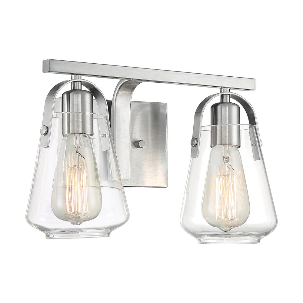Nuvo Lighting 60-7112 Skybridge - 2 Light Vanity with Clear Glass - Brushed Nickel Finish