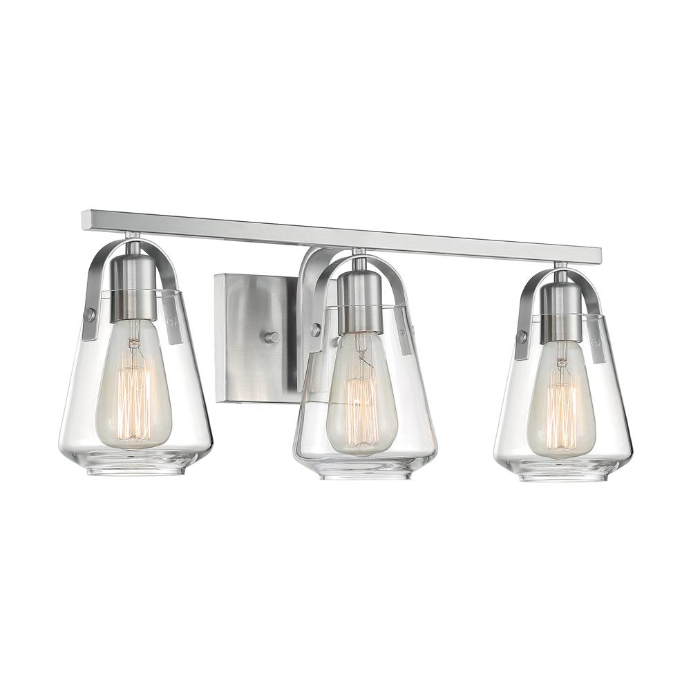 Nuvo Lighting 60-7113 Skybridge - 3 Light Vanity with Clear Glass - Brushed Nickel Finish