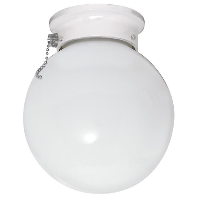 Nuvo Lighting 60/712  1 Light - 6" - Ceiling Fixture - White Ball with Pull Chain Switch in White Finish