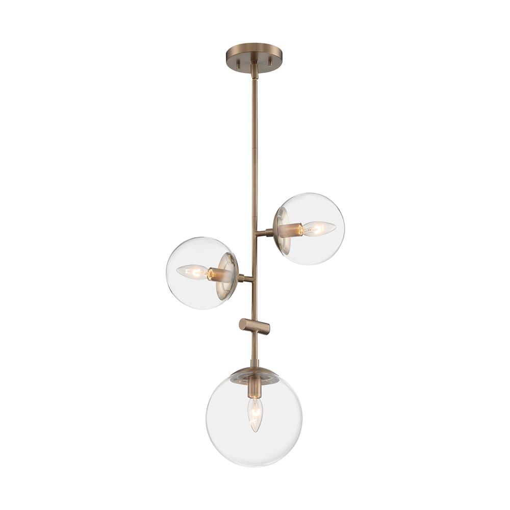 Nuvo Lighting 60-7124 Sky - 3 Light Pendant with Clear Glass - Burnished Brass Finish