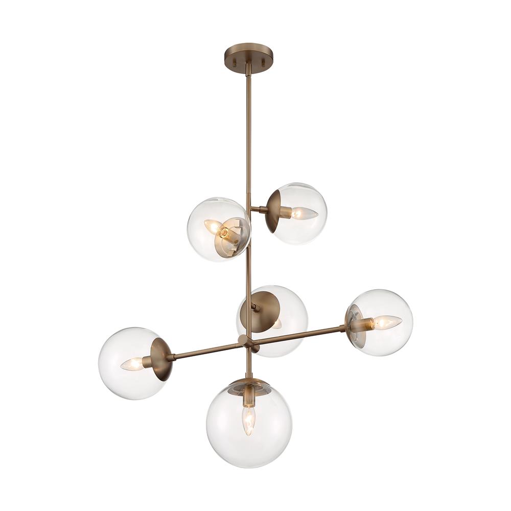 Nuvo Lighting 60-7125 Sky - 6 Light Pendant with Clear Glass - Burnished Brass Finish