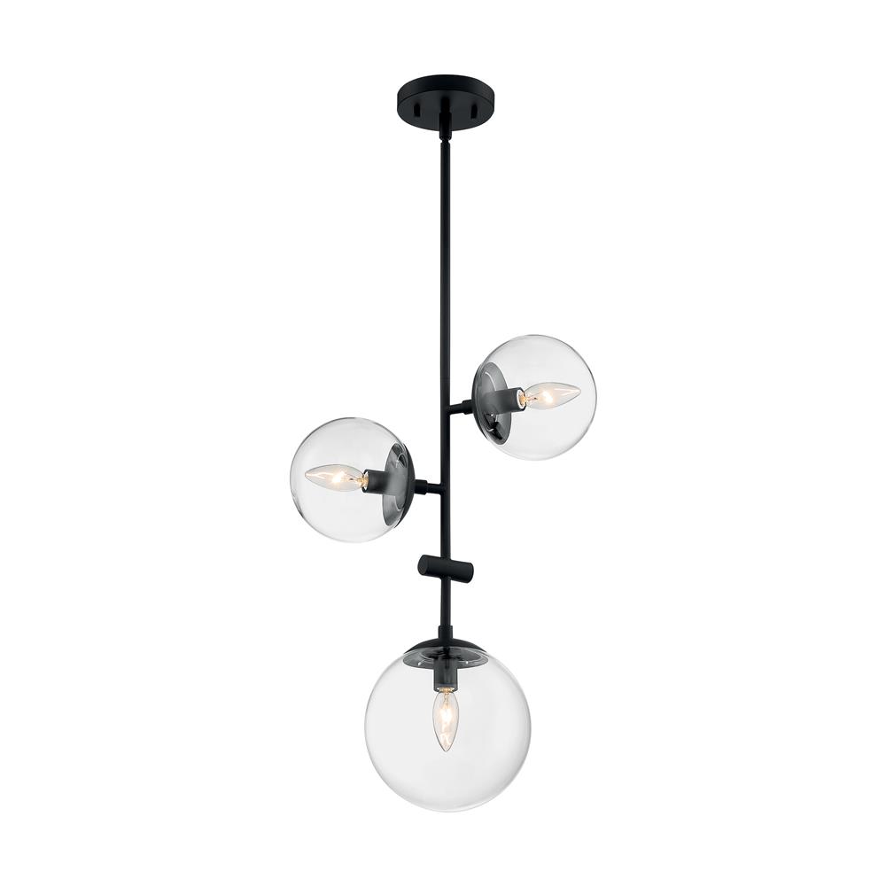 Nuvo Lighting 60-7134 Sky - 3 Light Pendant with Clear Glass - Matte Black Finish
