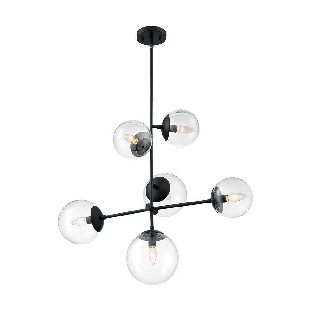 Nuvo Lighting 60-7135 Sky - 6 Light Pendant with Clear Glass - Matte Black Finish