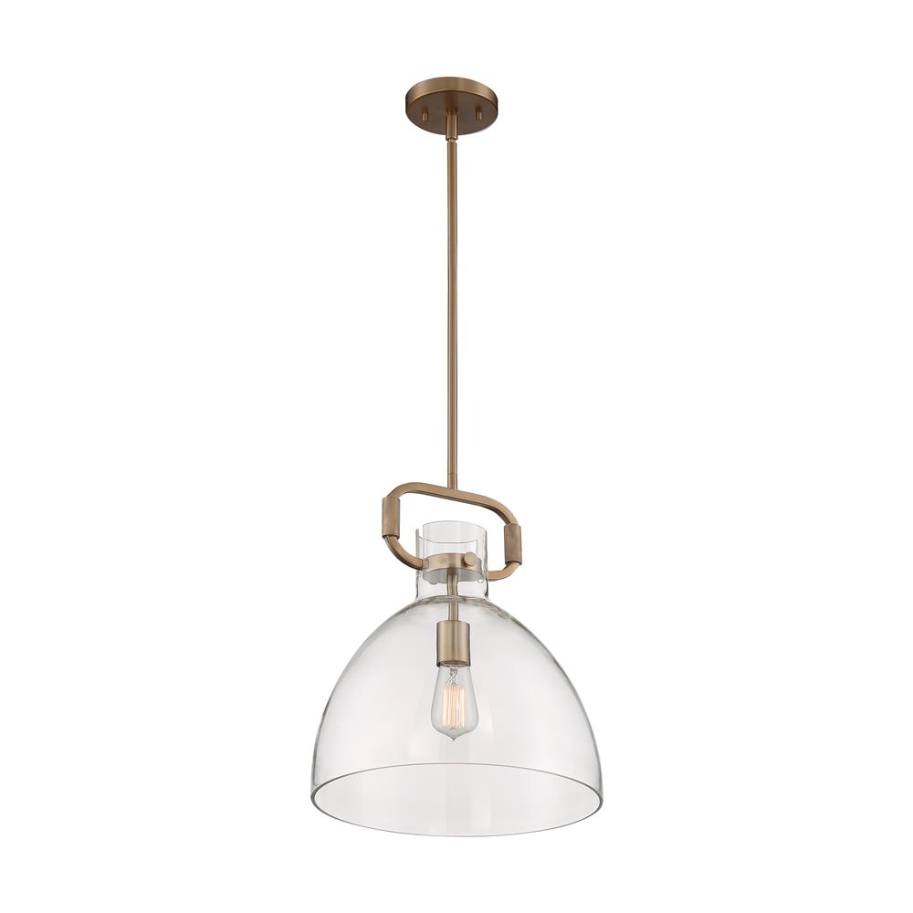 Nuvo Lighting 60-7142 Teresa - 1 Light Pendant with Clear Glass - Burnished Brass Finish