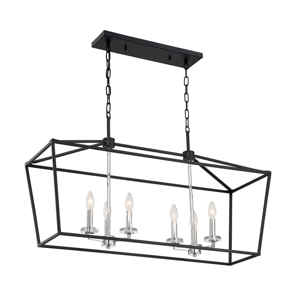 Nuvo Lighting 60-7146 Storyteller - 6 Light Island Pendant with- Matte Black and Polished Nickel Accents Finish