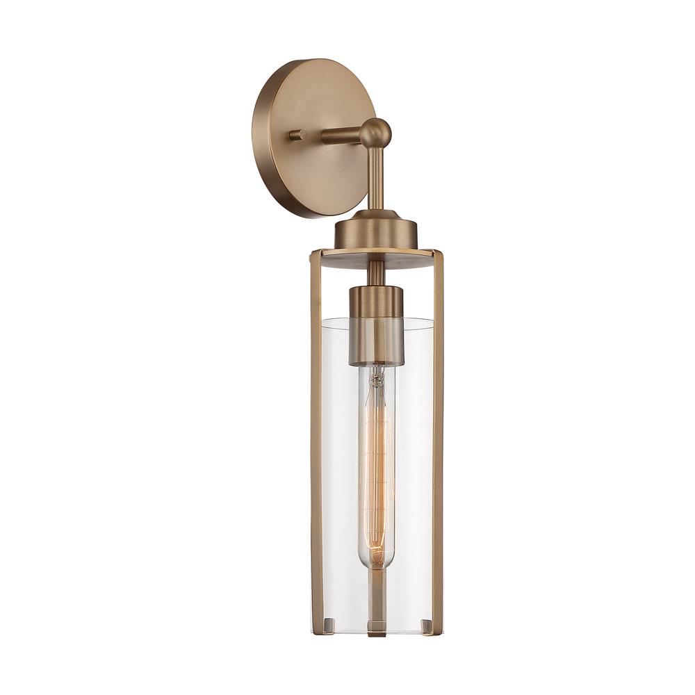 Nuvo Lighting 60-7151 Marina - 1 Light Sconce with Clear Glass - Burnished Brass Finish