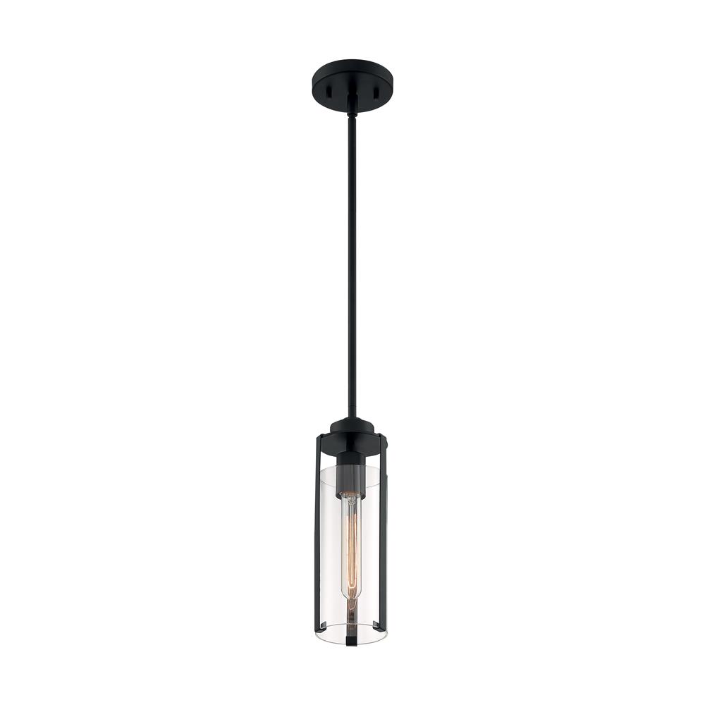 Nuvo Lighting 60-7160 Marina 1 Light Mini Pendant with Clear Glass in Matte Black