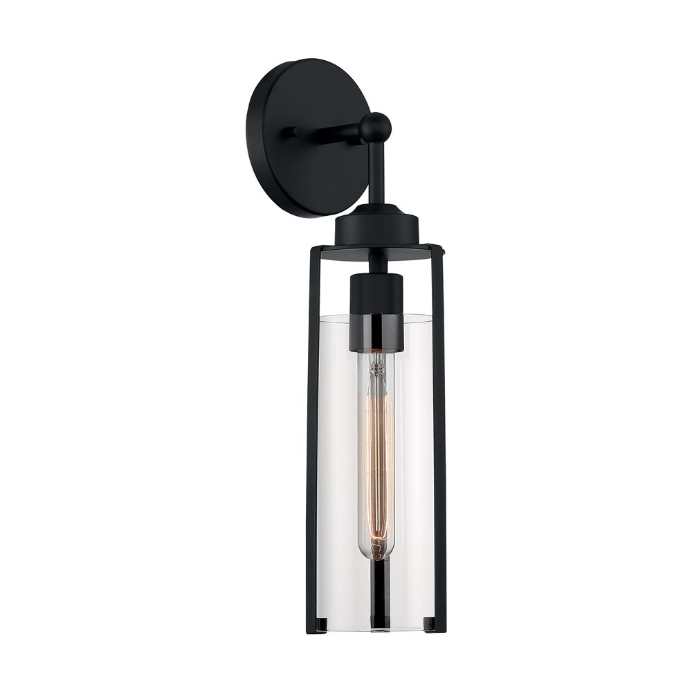 Nuvo Lighting 60-7161 Marina - 1 Light Sconce with Clear Glass - Matte Black Finish