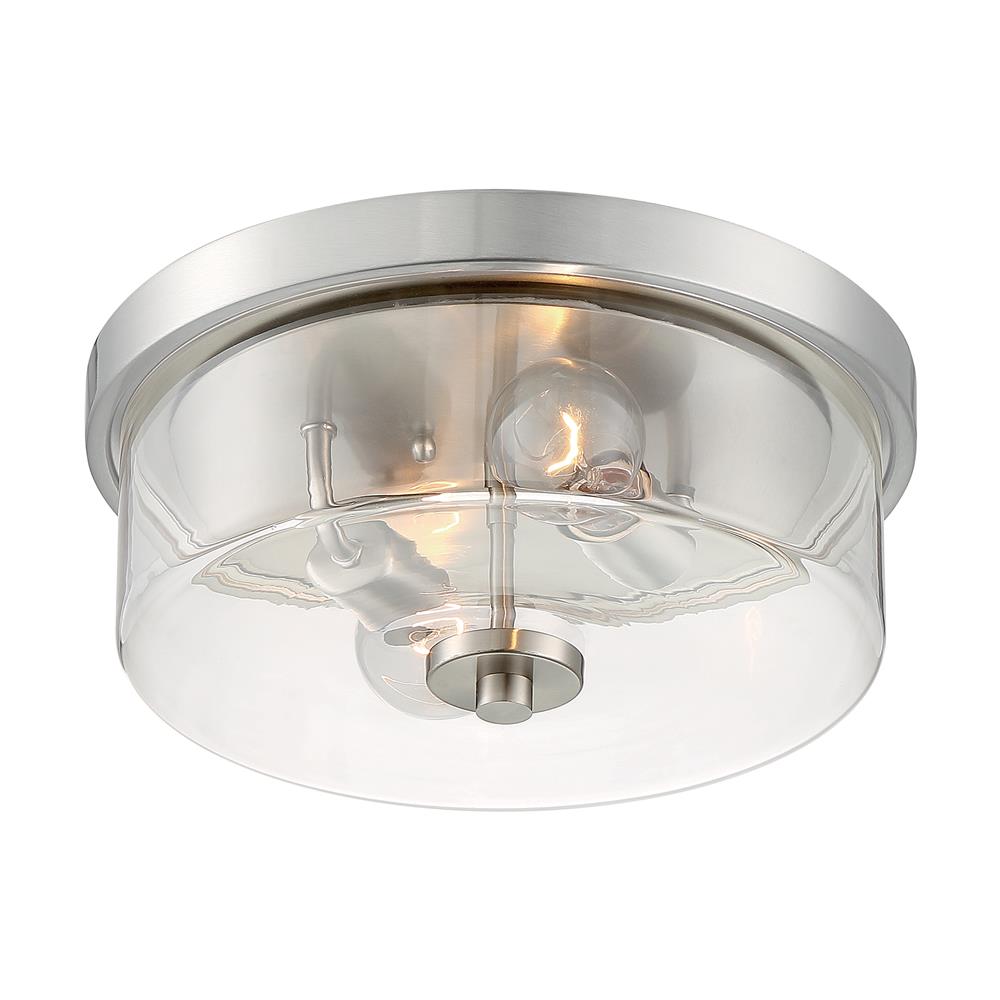 Nuvo Lighting 60-7168 Sommerset 2 Light Flush Mount with Clear Glass in Brushed Nickel