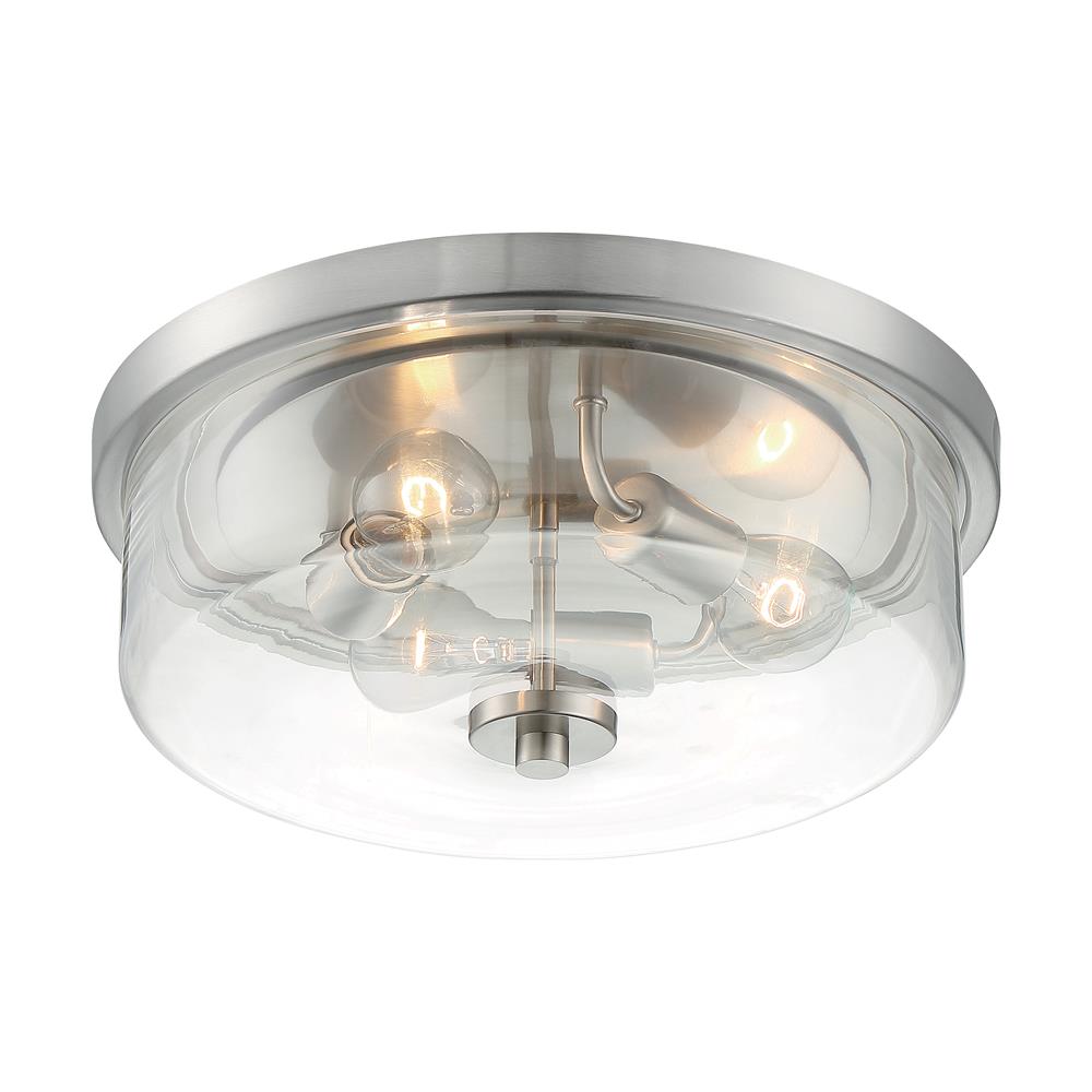 Nuvo Lighting 60-7169 Sommerset - 3 Light Flush Mount with Clear Glass - Brushed Nickel Finish