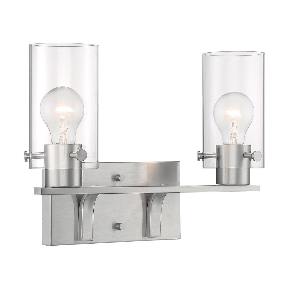 Nuvo Lighting 60-7172 Sommerset 2 Light Vanity with Clear Glass in Brushed Nickel
