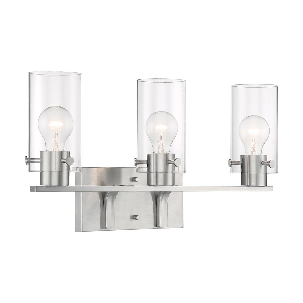 Nuvo Lighting 60-7173 Sommerset 3 Light Vanity with Clear Glass in Brushed Nickel