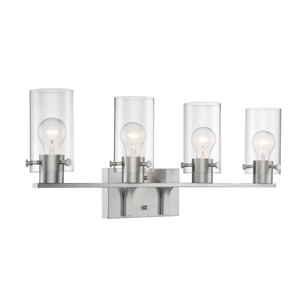 Nuvo Lighting 60-7174 Sommerset 4 Light Vanity with Clear Glass in Brushed Nickel
