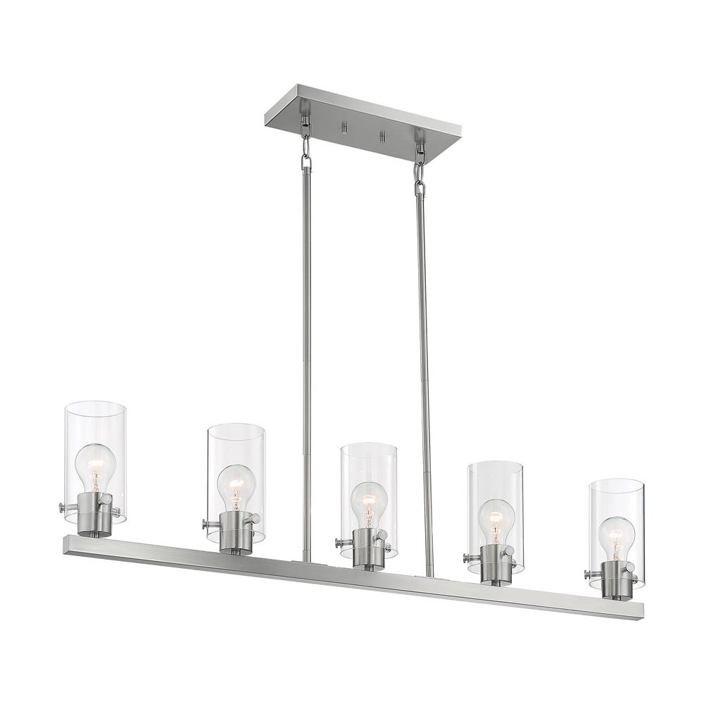 Nuvo Lighting 60-7176 Sommerset - 5 Light Island Pendant with Clear Glass - Brushed Nickel Finish