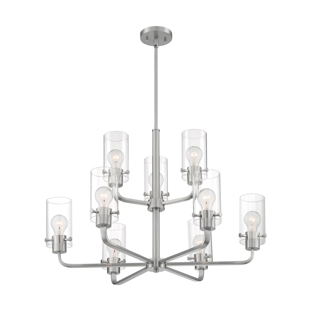 Nuvo Lighting 60-7179 Sommerset - 9 Light Chandelier with Clear Glass - Brushed Nickel Finish