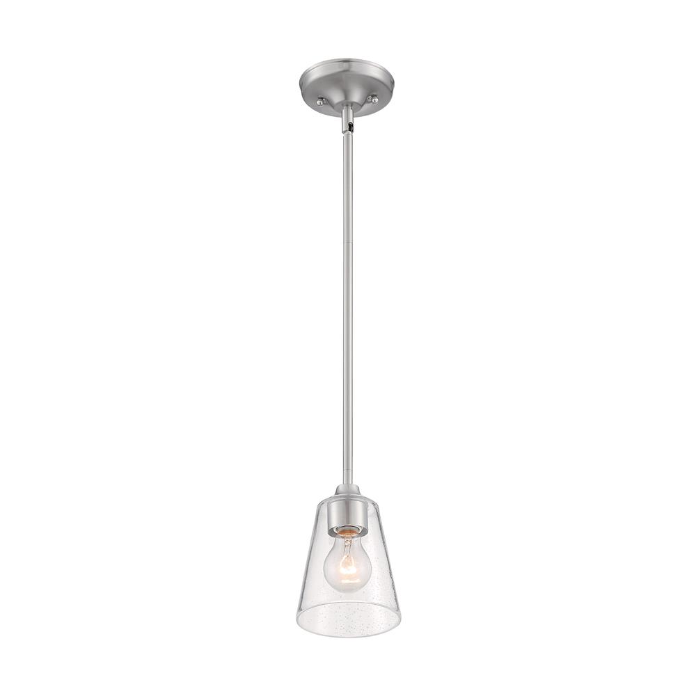 Nuvo Lighting 60-7180 Bransel 1 Light Mini Pendant with Seeded Glass in Brushed Nickel
