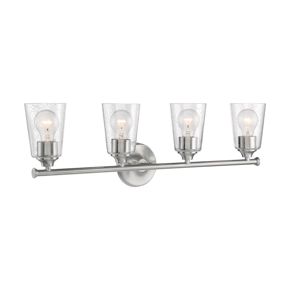 Nuvo Lighting 60-7184 Bransel - 4 Light Vanity with Seeded Glass - Brushed Nickel Finish
