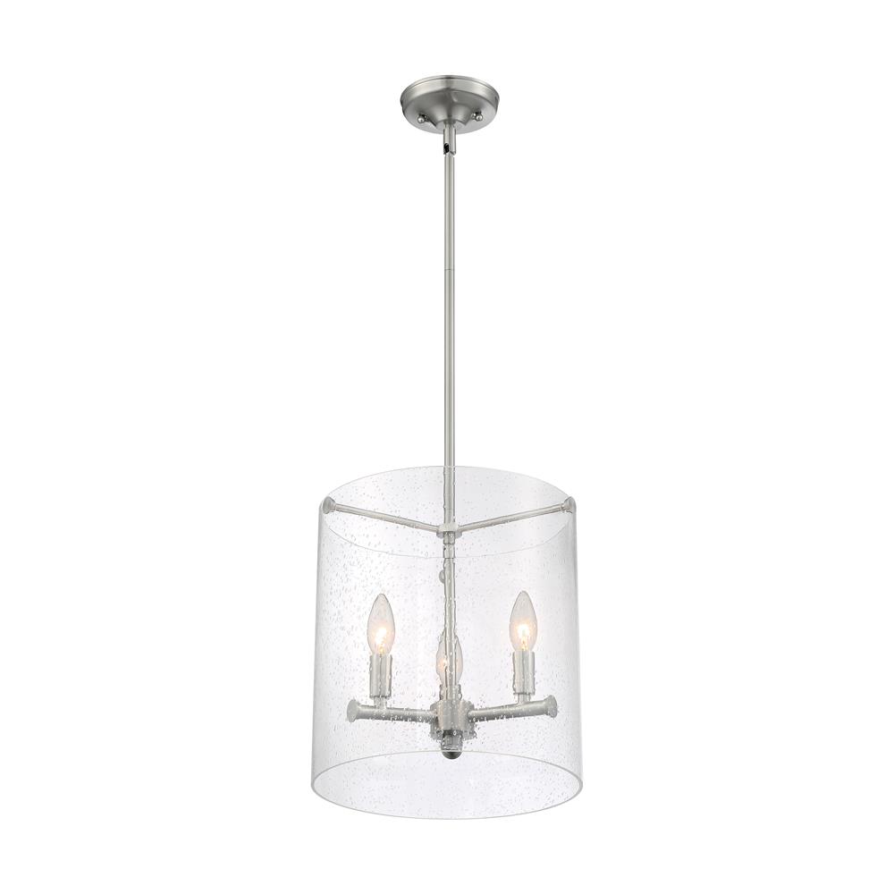 Nuvo Lighting 60-7187 Bransel - 3 Light Pendant with Seeded Glass - Brushed Nickel Finish