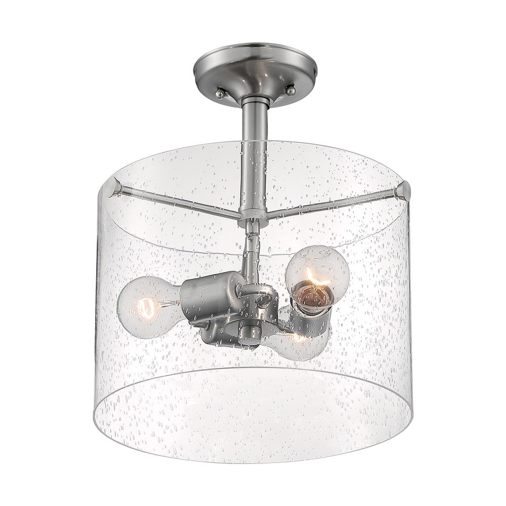 Nuvo Lighting 60-7188 Bransel - 3 Light Semi-Flush with Seeded Glass - Brushed Nickel Finish