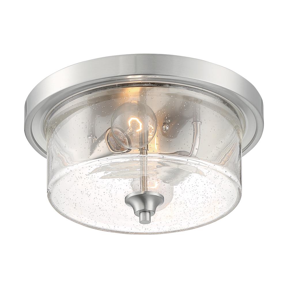 Nuvo Lighting 60-7190 Bransel 2 Light Flush Mount with Seeded Glass in Brushed Nickel