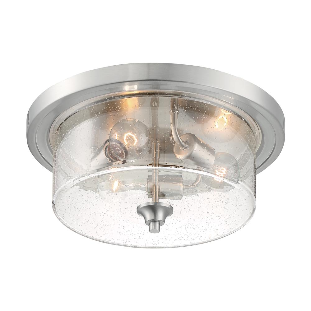 Nuvo Lighting 60-7191 Bransel 3 Light Flush Mount with Seeded Glass in Brushed Nickel
