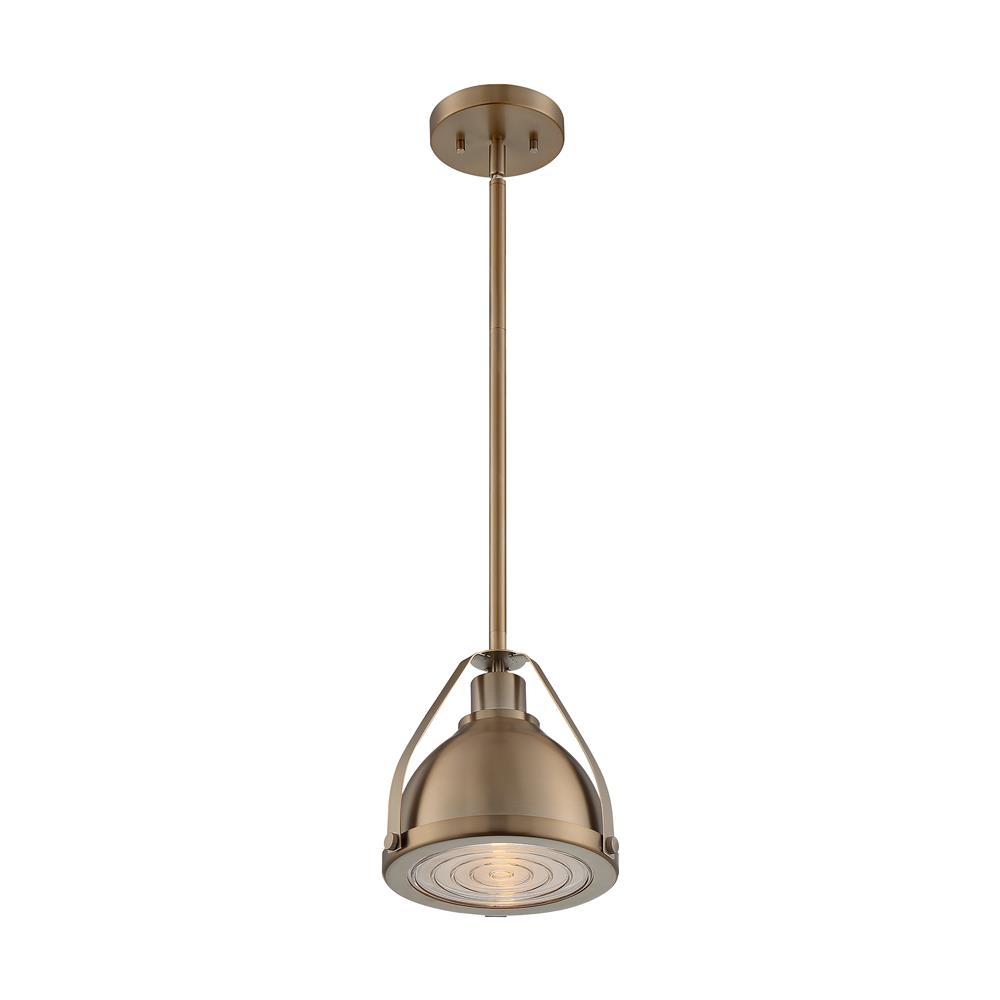 Nuvo Lighting 60-7201 Barbett 1 Light Pendant with Fresnel Glass in Burnished Brass