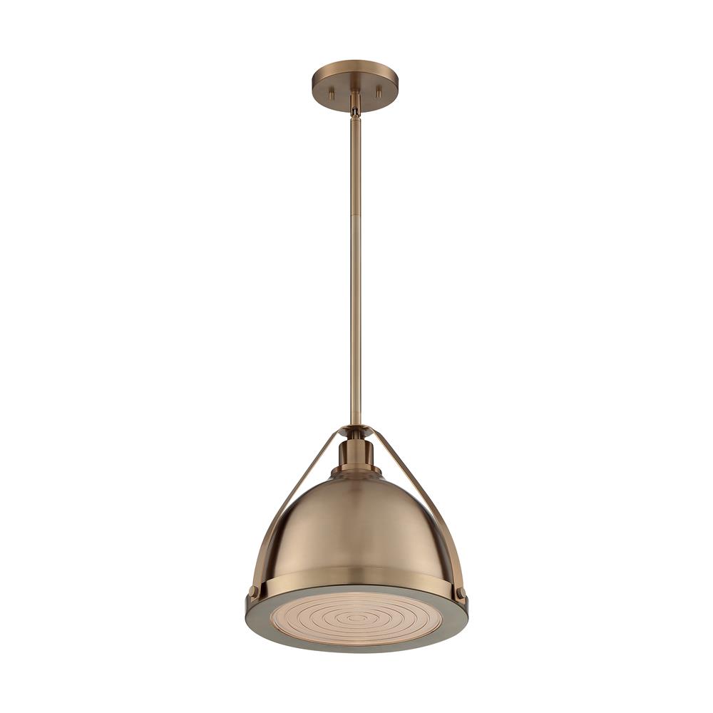 Nuvo Lighting 60-7202 Barbett 1 Light Pendant with Fresnel Glass in Burnished Brass