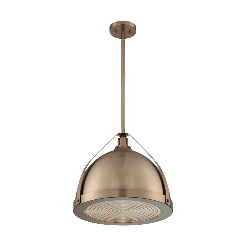 Nuvo Lighting 60-7203 Barbett 1 Light Pendant with Fresnel Glass in Burnished Brass