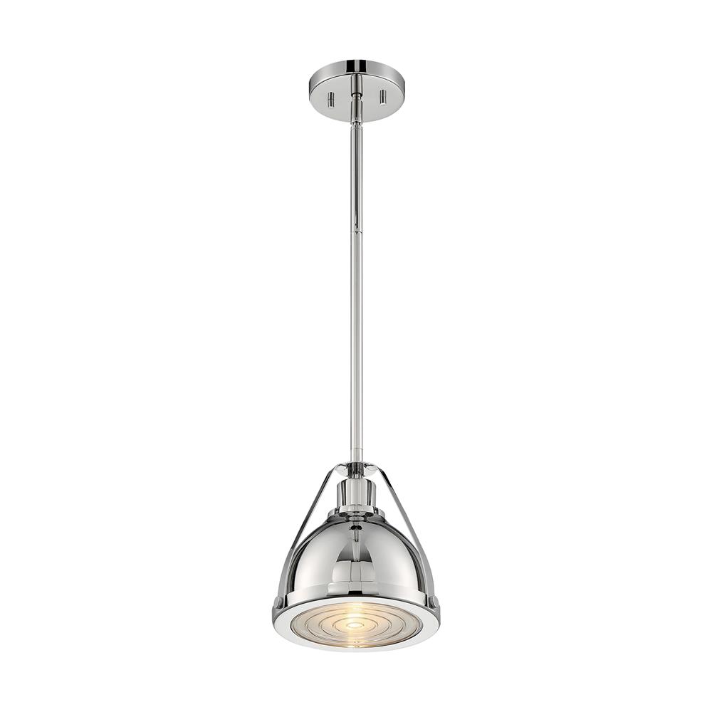 Nuvo Lighting 60-7211 Barbett 1 Light Pendant with Fresnel Glass in Polished Nickel
