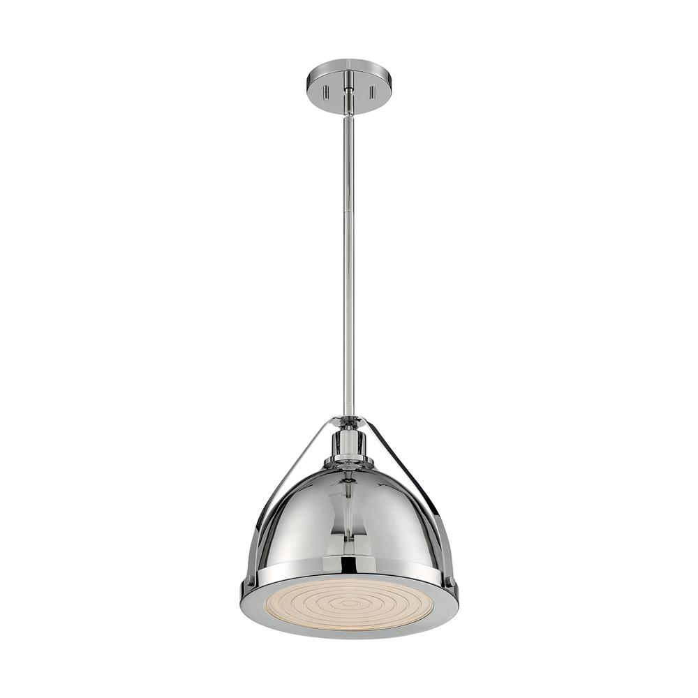 Nuvo Lighting 60-7212 Barbett 1 Light Pendant with Fresnel Glass in Polished Nickel