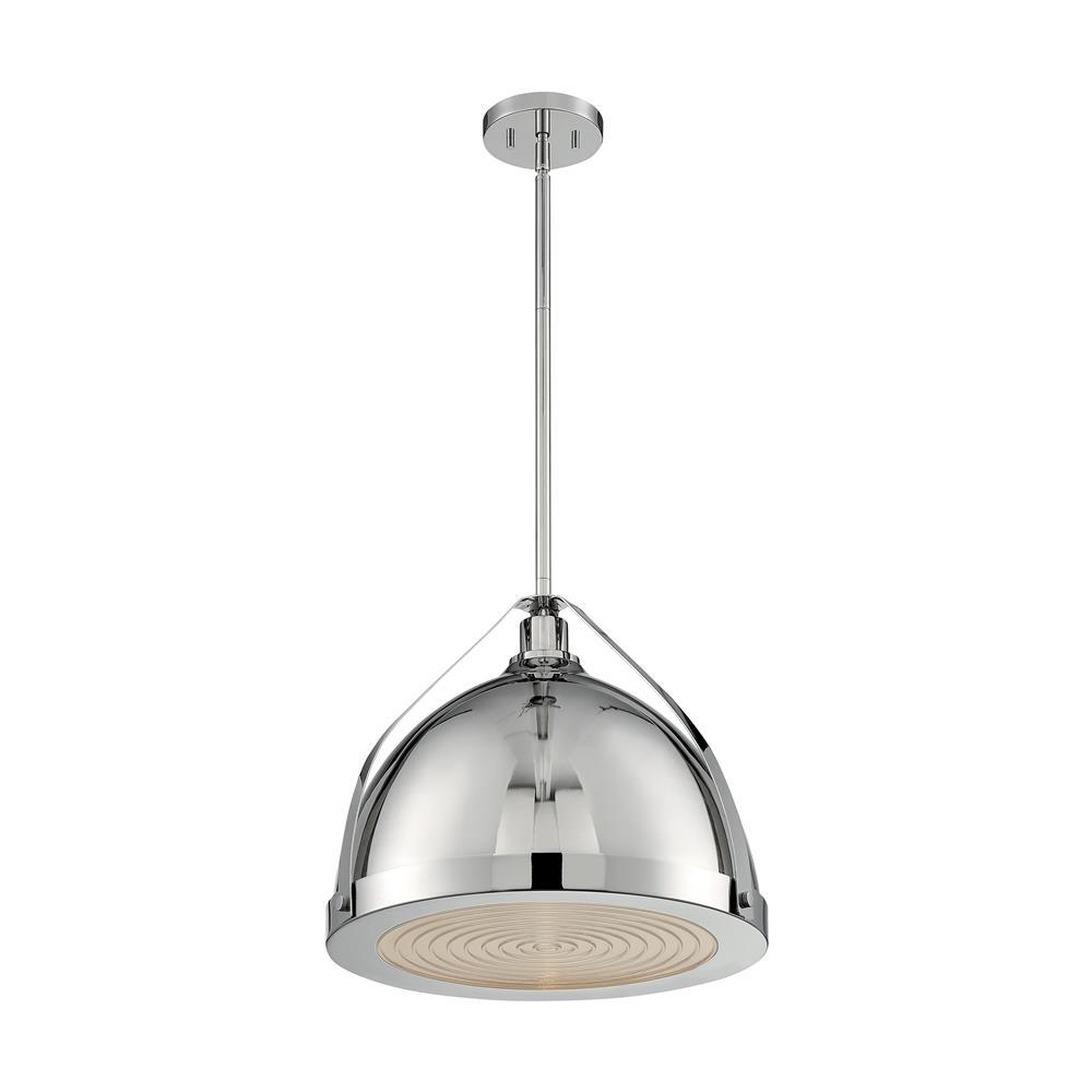 Nuvo Lighting 60-7213 Barbett 1 Light Pendant with Fresnel Glass in Polished Nickel