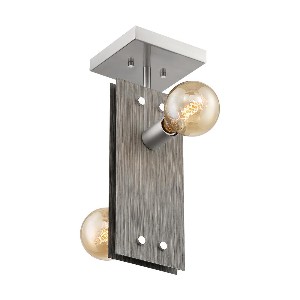 Nuvo Lighting 60-7221 Stella 2 Light Semi Flush in Driftwood and Brushed Nickel Accents