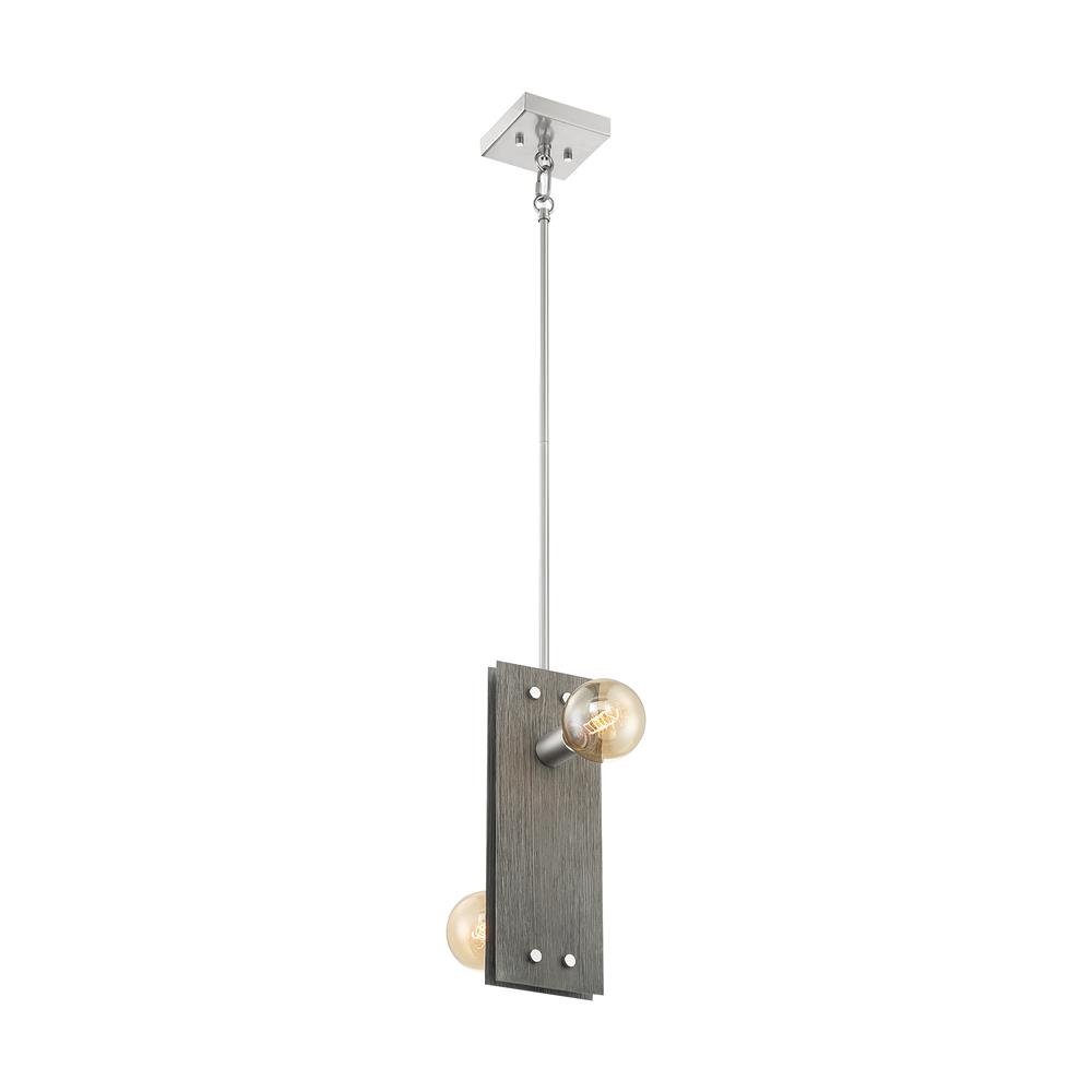 Nuvo Lighting 60-7222 Stella 2 Light Pendant in Driftwood and Brushed Nickel Accents