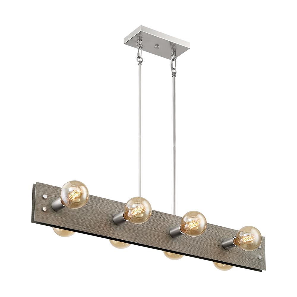 Nuvo Lighting 60-7223 Stella 8 Light Island Pendant in Driftwood and Brushed Nickel Accents